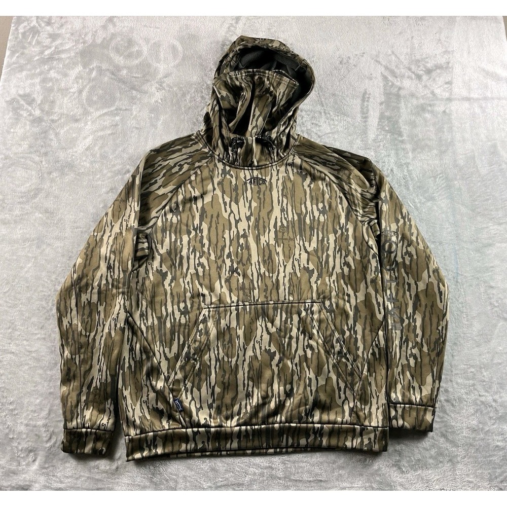AFTCO Reaper Hoodie Men Medium Mossy Oak Bottomland Camo Fishing Outdoors